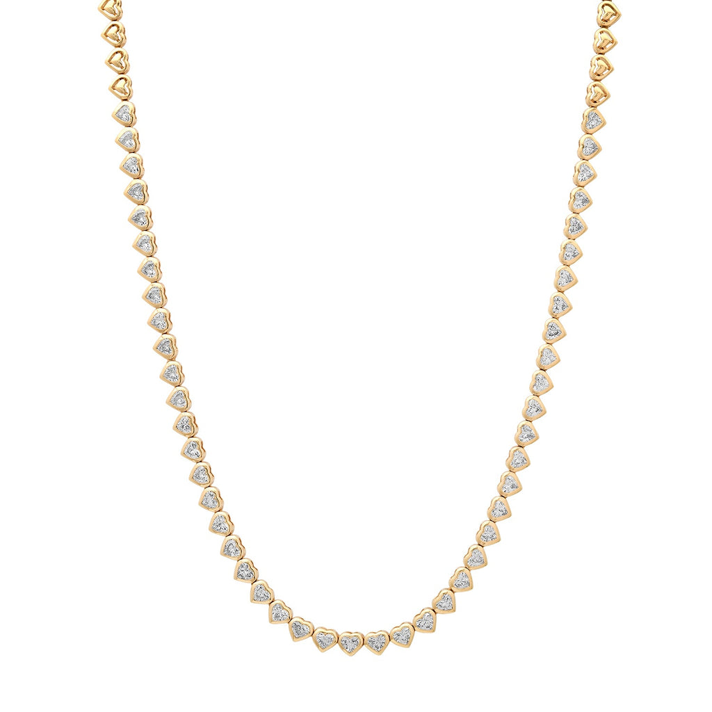 Be My Valentine Bezel Set Diamond Heart Tennis Necklace