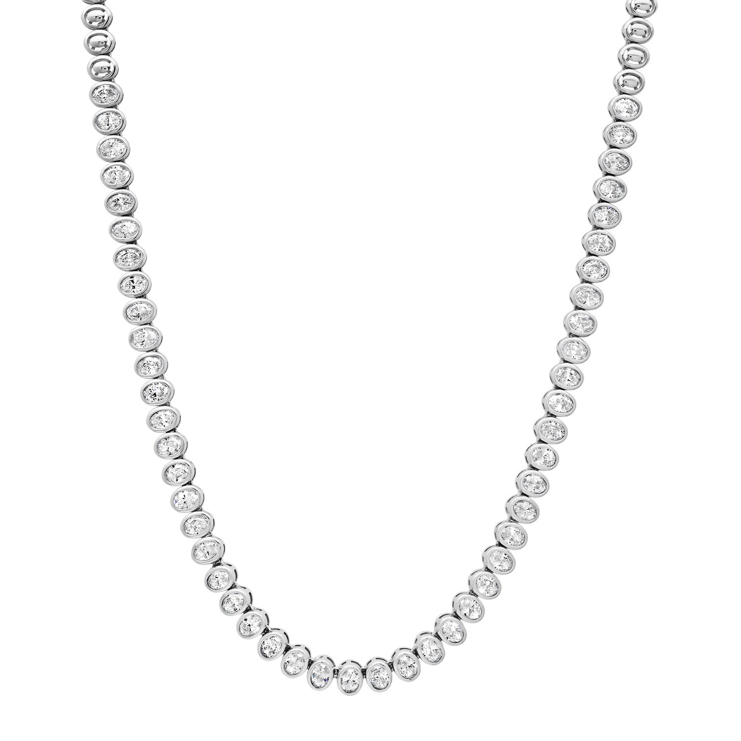 Oh My Oval Bezel Set Diamond Tennis Necklace
