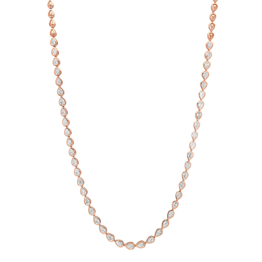 Bezel Set Diamond Pear Tennis Necklace