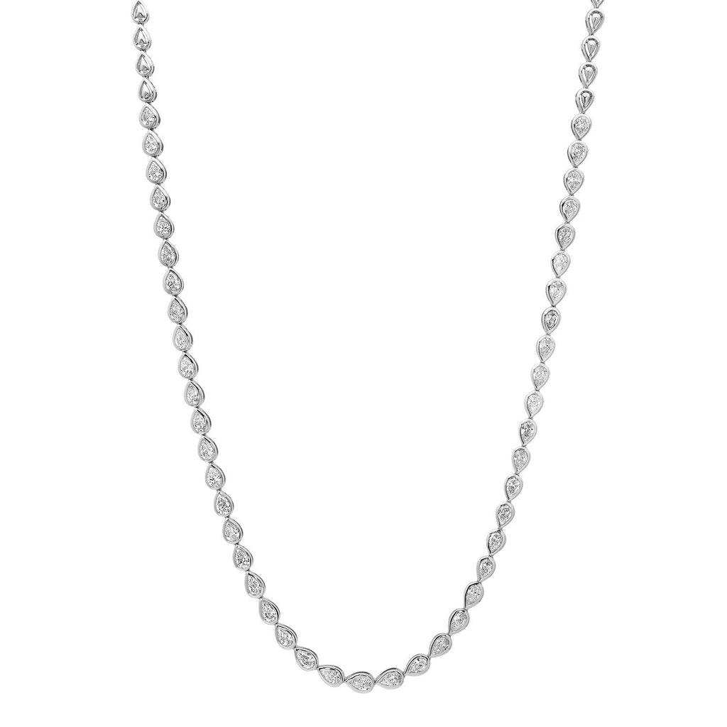 Bezel Set Diamond Pear Tennis Necklace