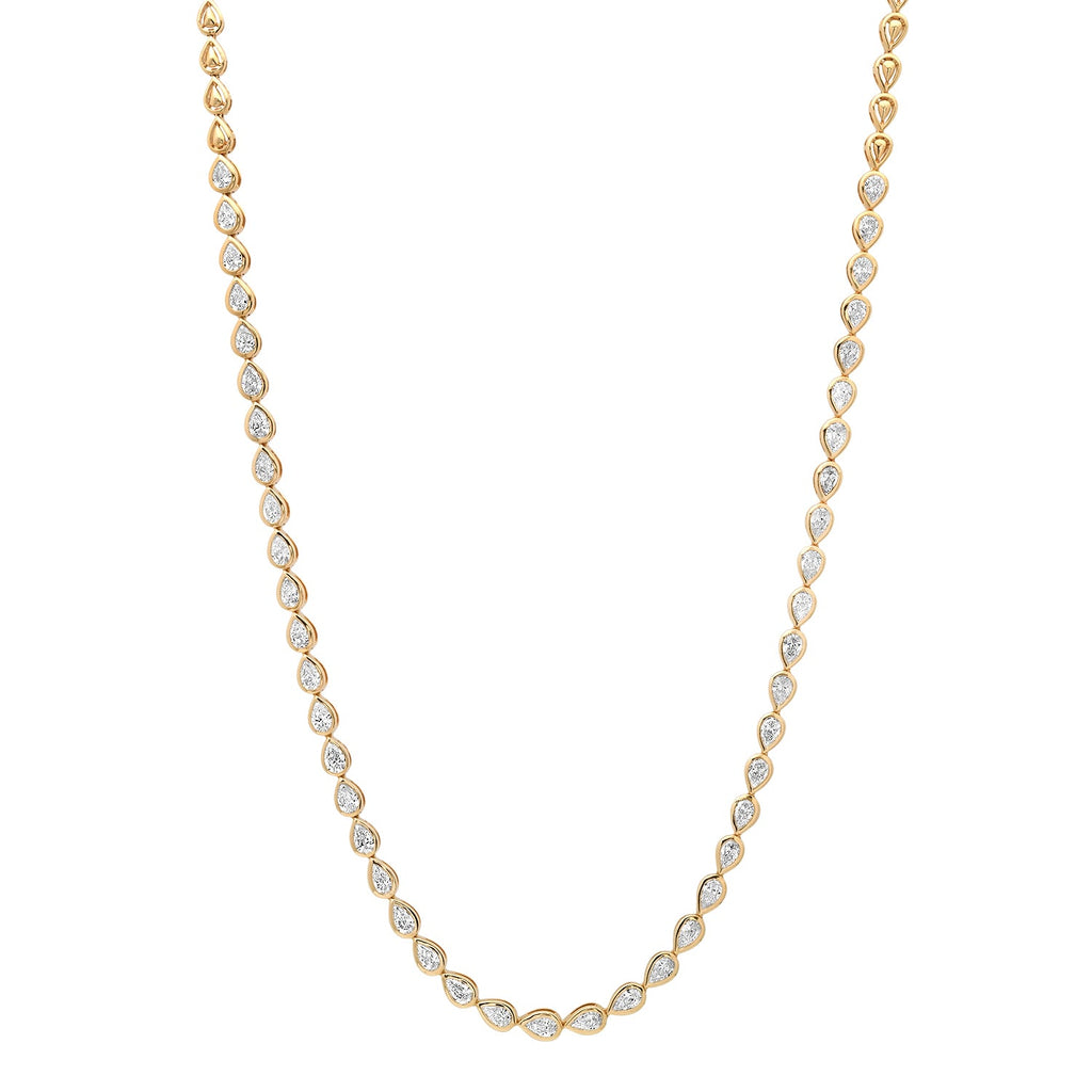 Bezel Set Diamond Pear Tennis Necklace