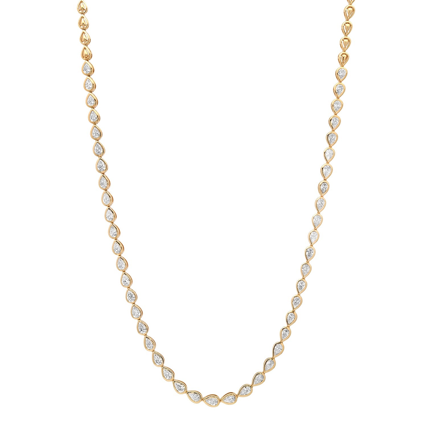 Bezel Set Diamond Pear Tennis Necklace