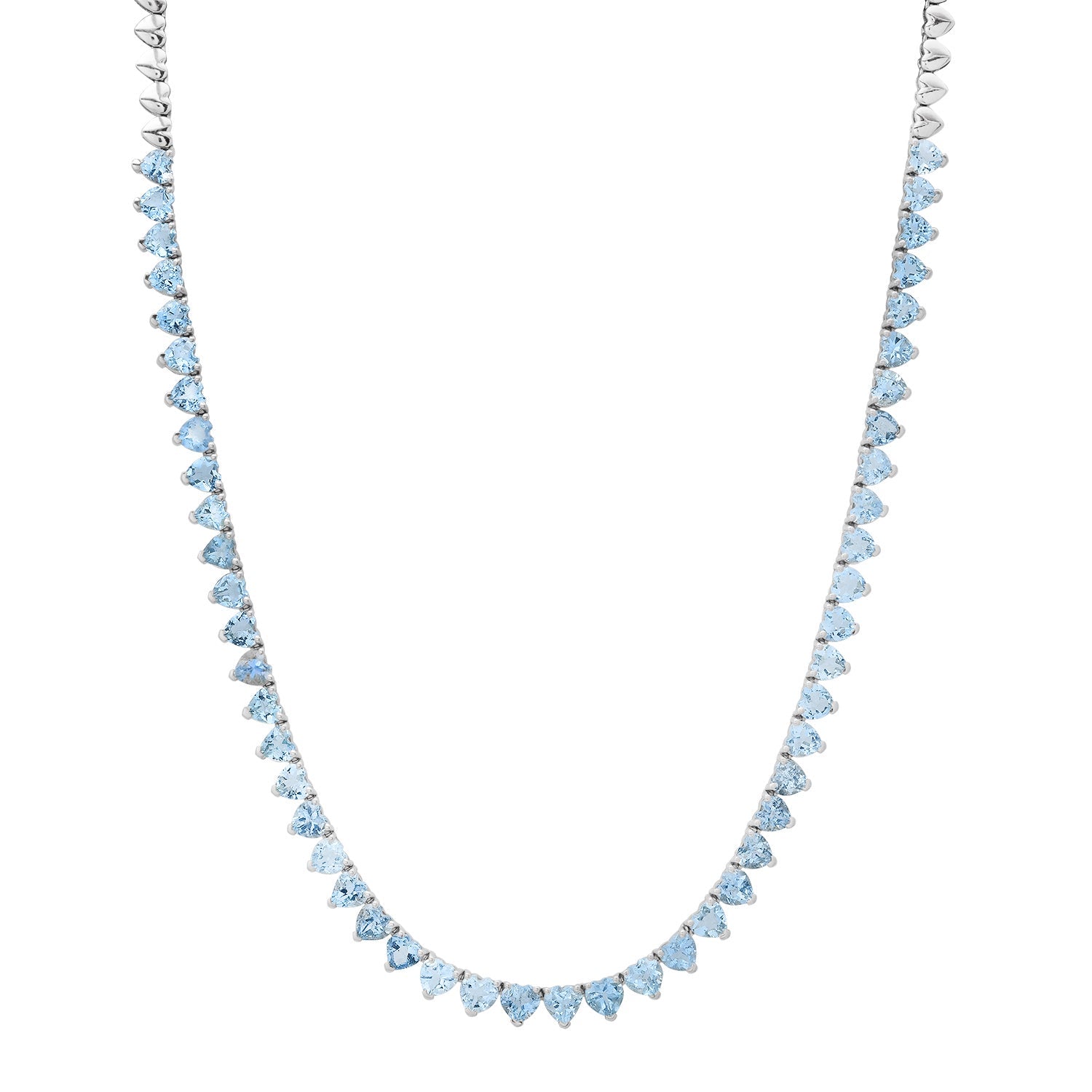 Heart Shaped Aquamarine Half Tennis Necklace