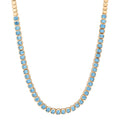 Emerald Cut Bezel Set Blue Topaz Half Tennis Necklace
