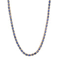 East West Emerald Cut Blue Sapphire Bezel Tennis Necklace