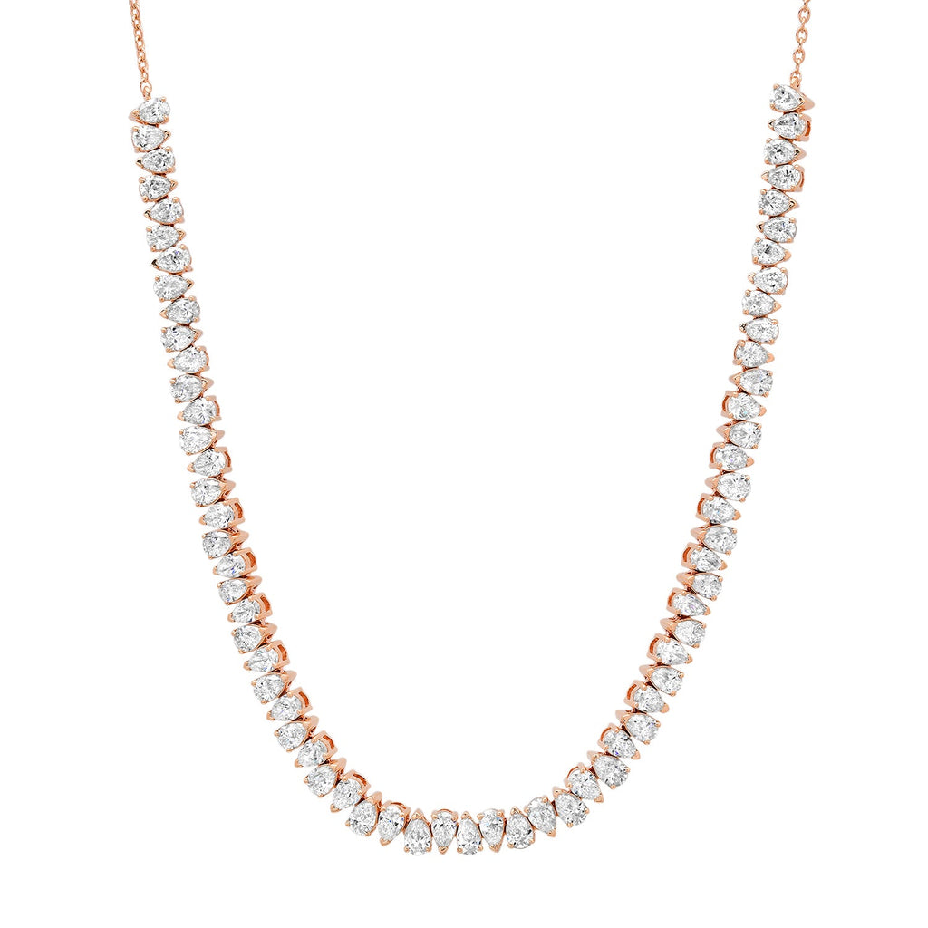 Alternating Diamond Pear Half Tennis Necklace