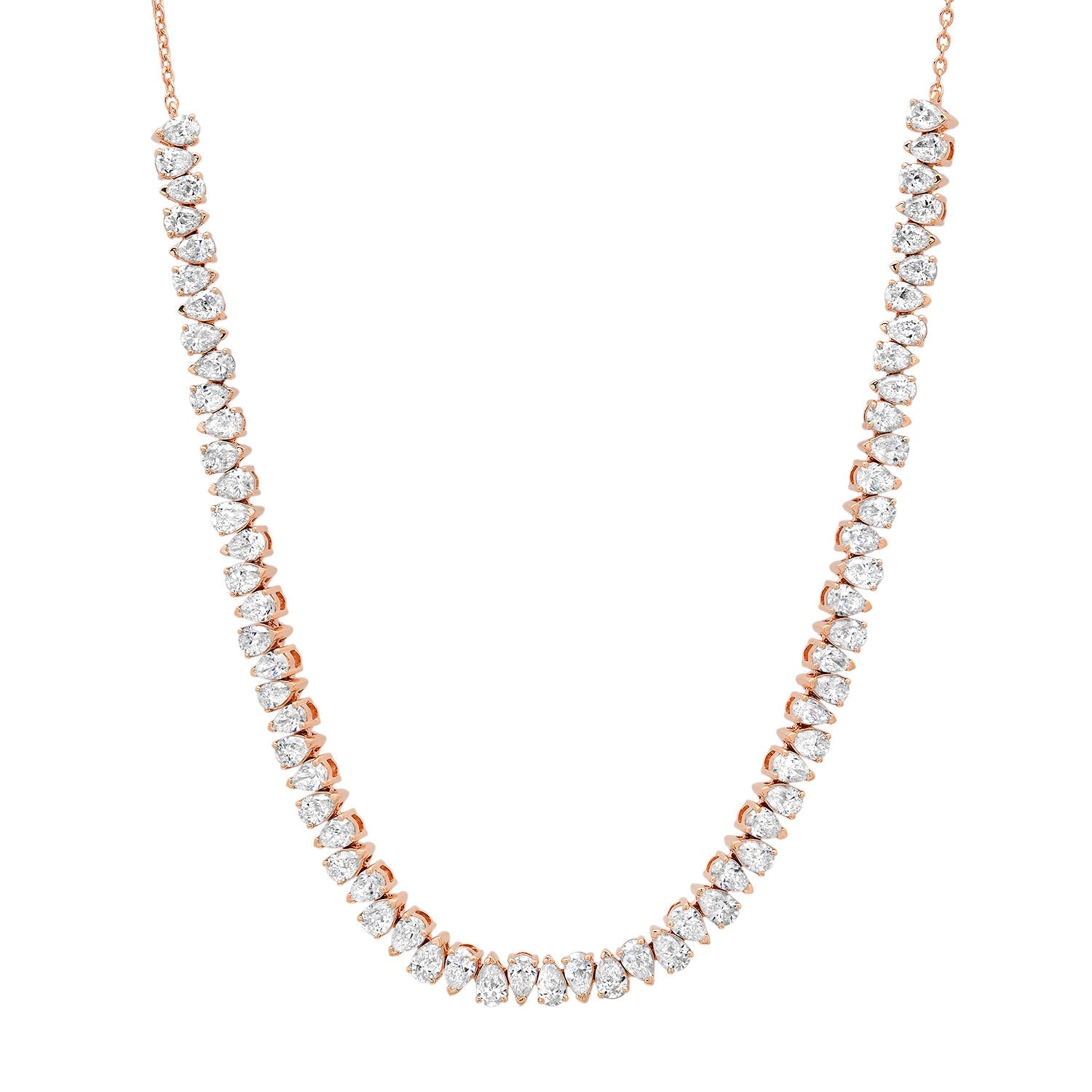 Alternating Diamond Pear Half Tennis Necklace