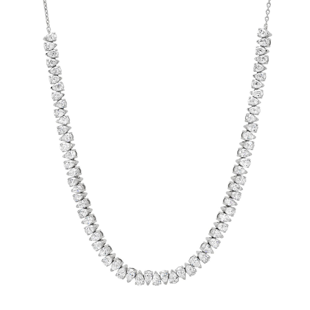 Alternating Diamond Pear Half Tennis Necklace