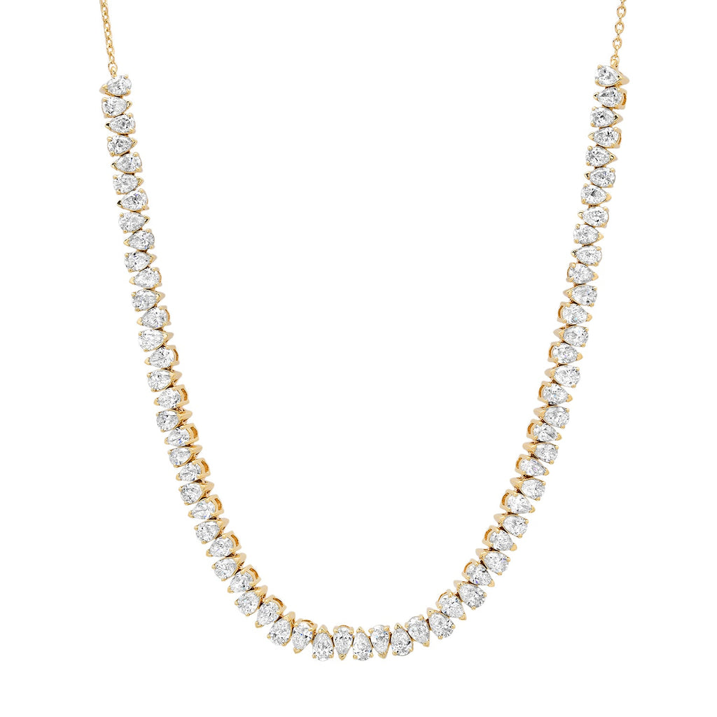 Alternating Diamond Pear Half Tennis Necklace