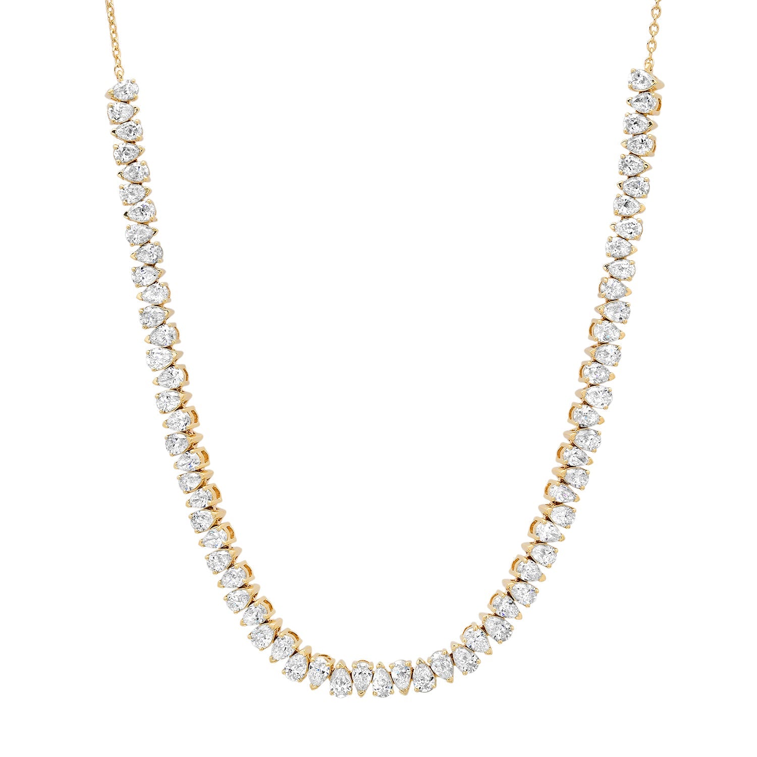 Alternating Diamond Pear Half Tennis Necklace