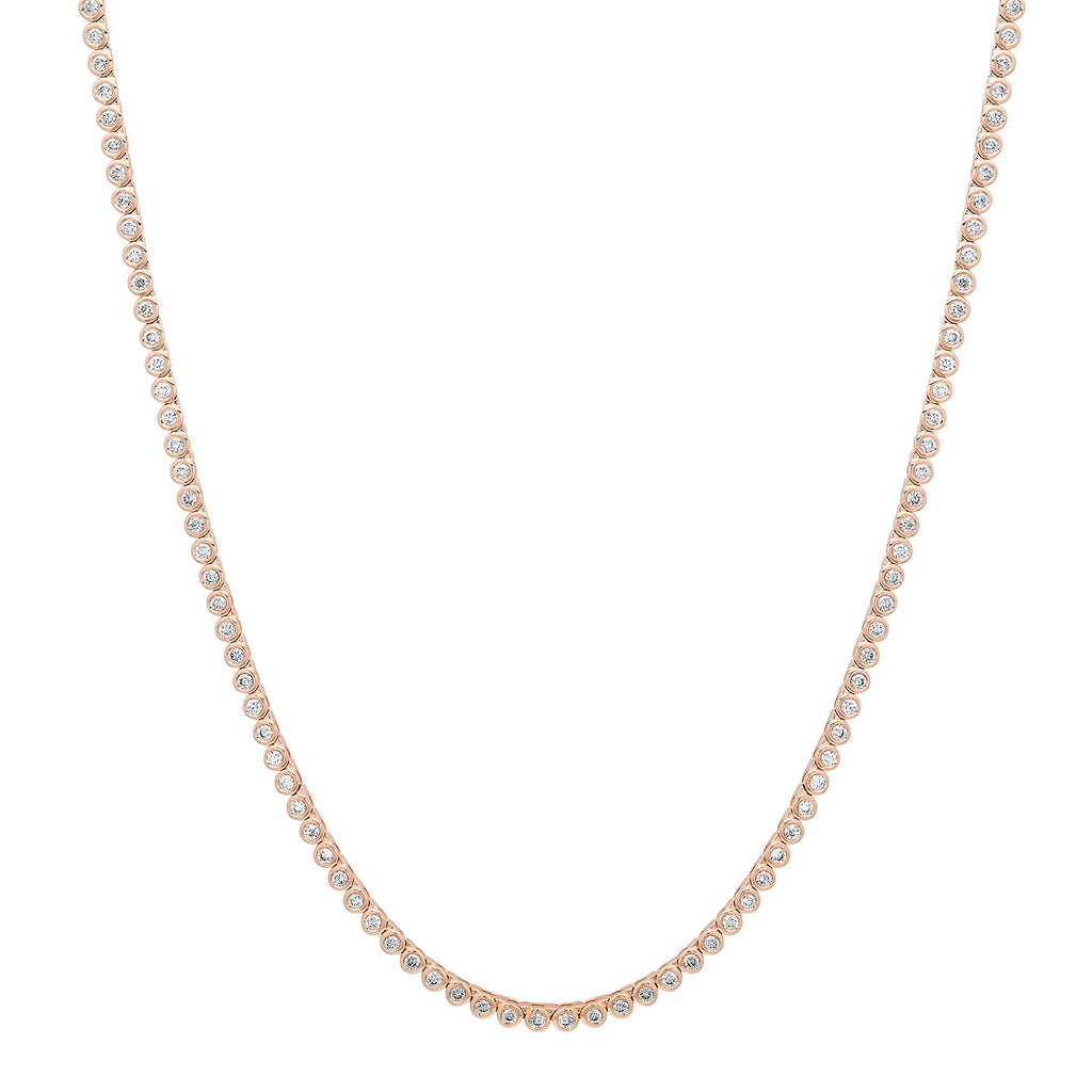 Bezel Set Petite Round Diamond Tennis Necklace