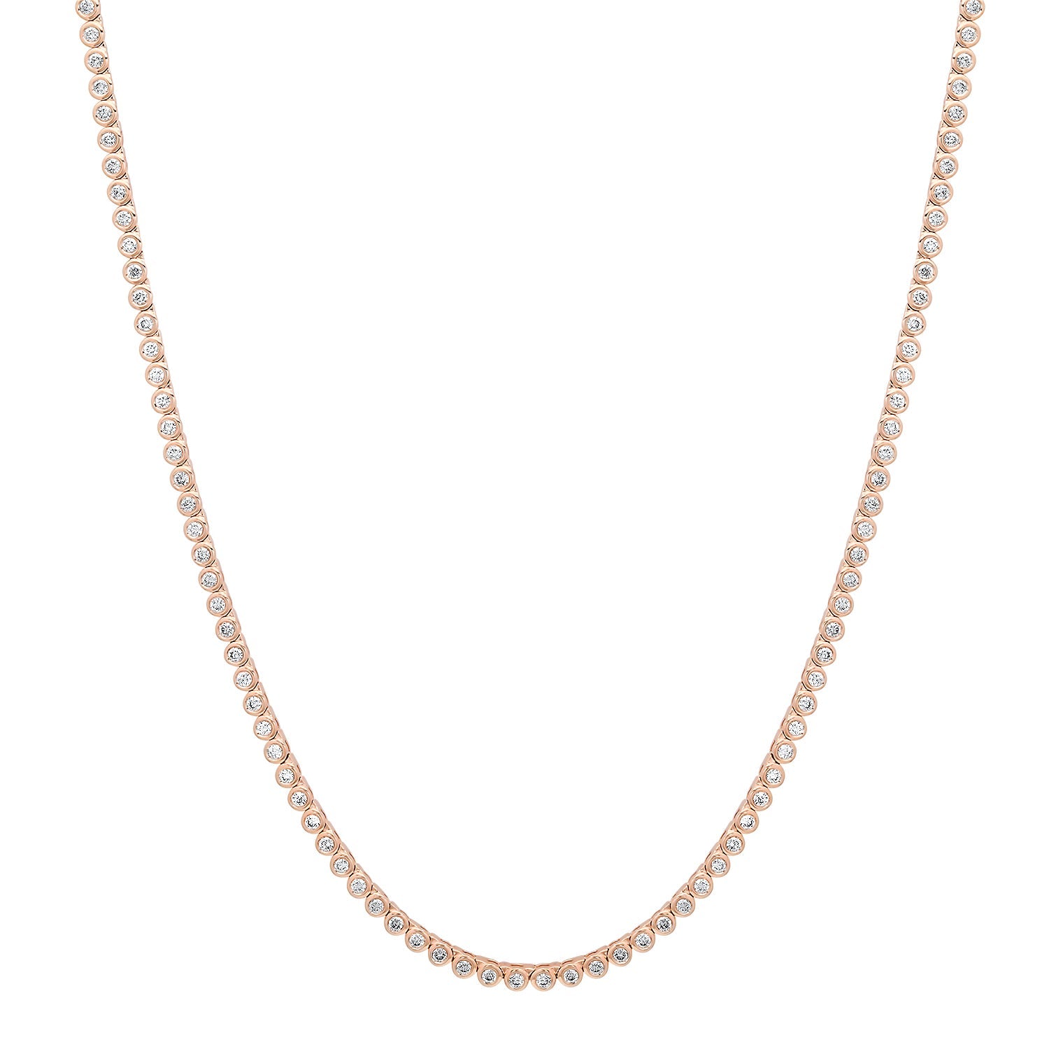 Bezel Set Petite Round Diamond Tennis Necklace