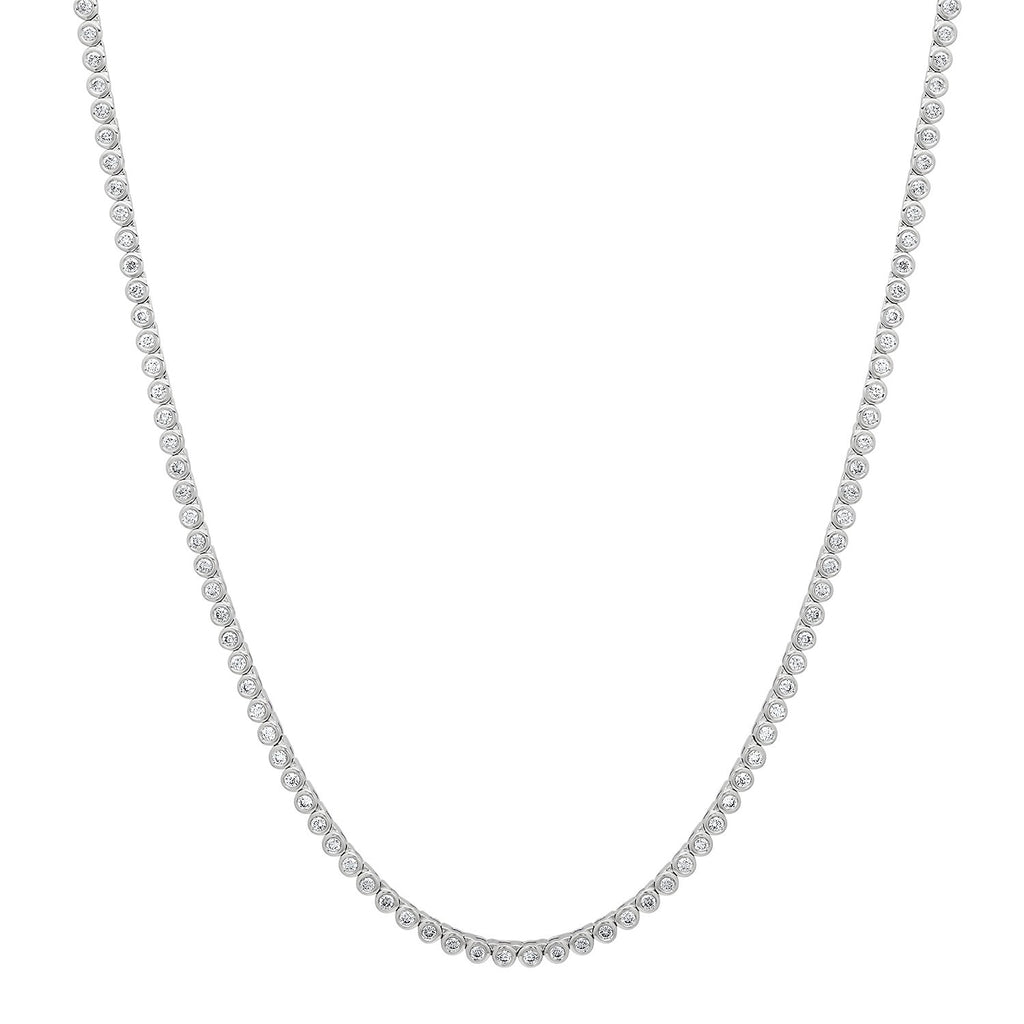 Bezel Set Petite Round Diamond Tennis Necklace