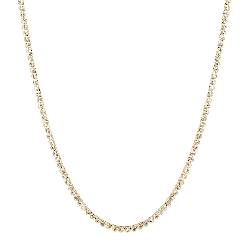 Bezel Set Petite Round Diamond Tennis Necklace