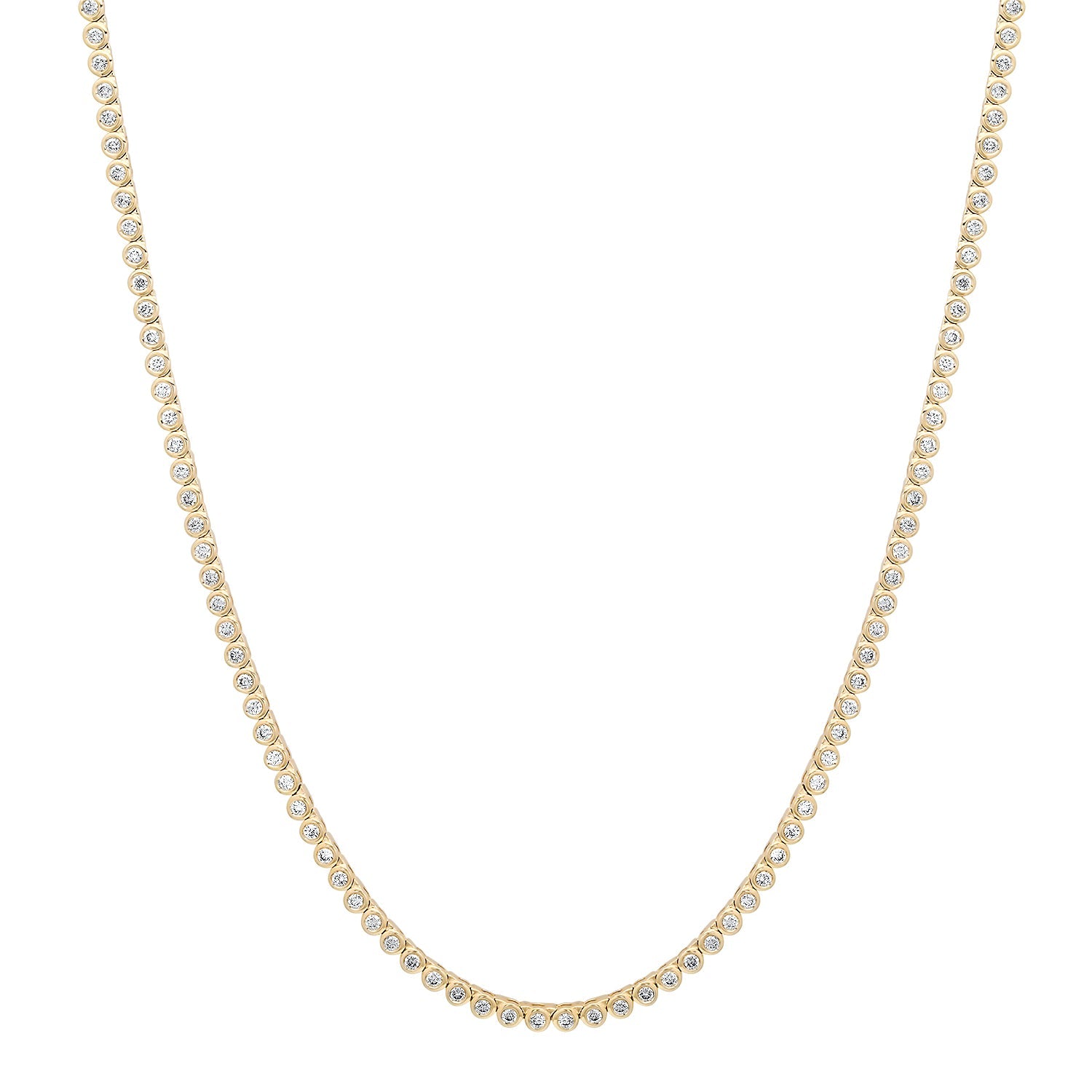 Bezel Set Petite Round Diamond Tennis Necklace