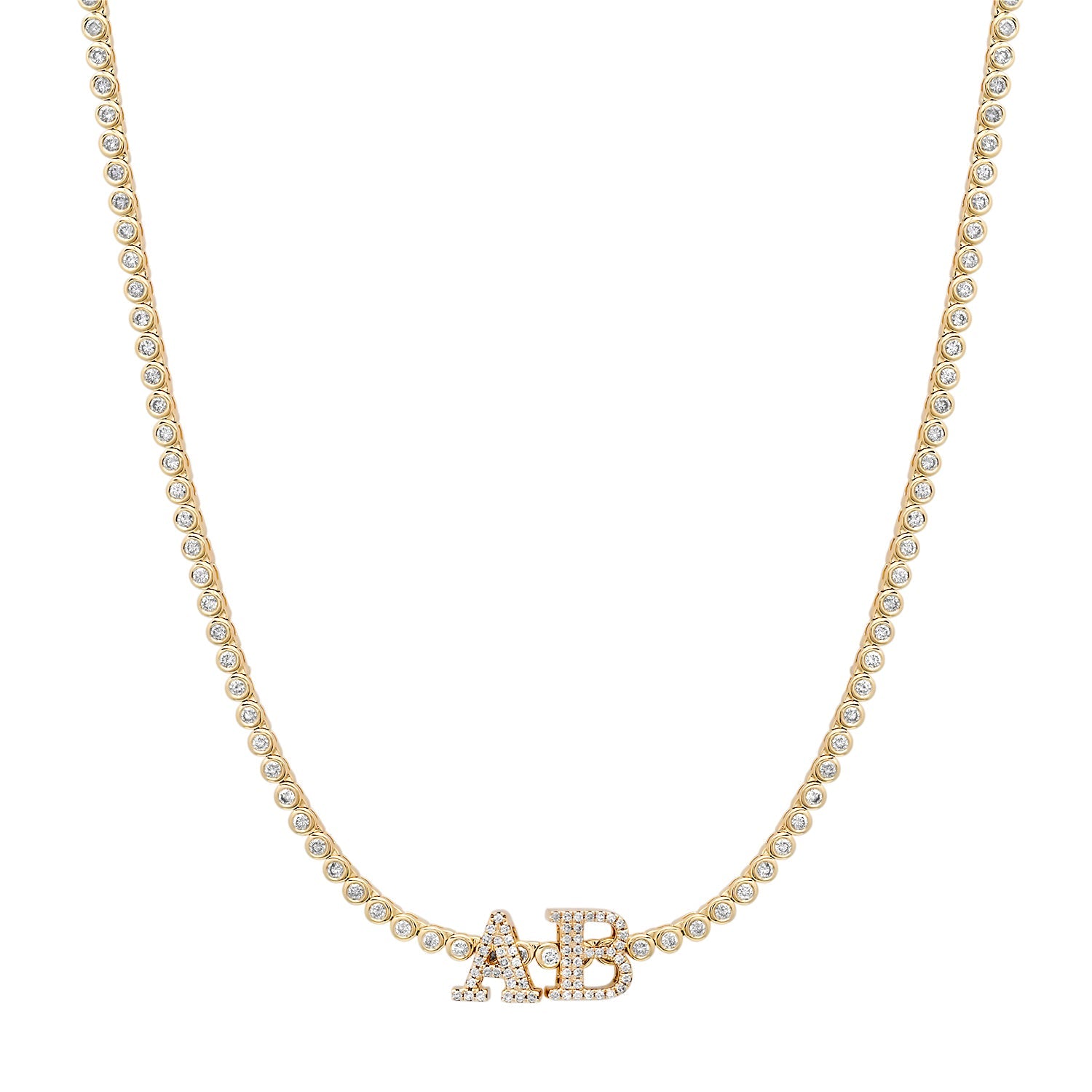 Bezel Set Petite Round Diamond Tennis Necklace