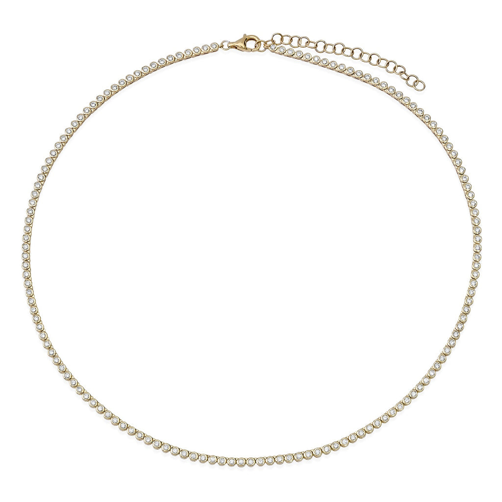 Bezel Set Petite Round Diamond Tennis Necklace