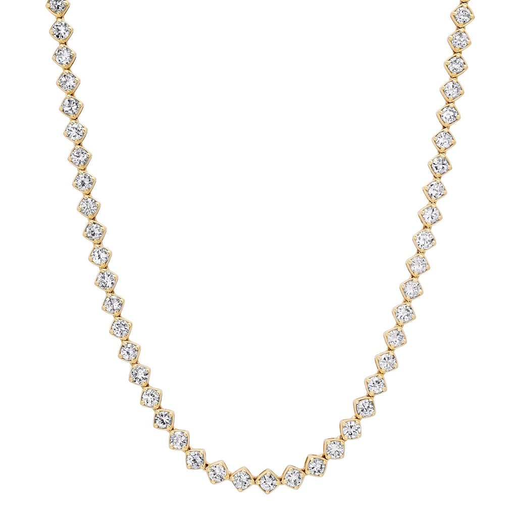 Antique Cut Diamond Bezel Tennis Necklace