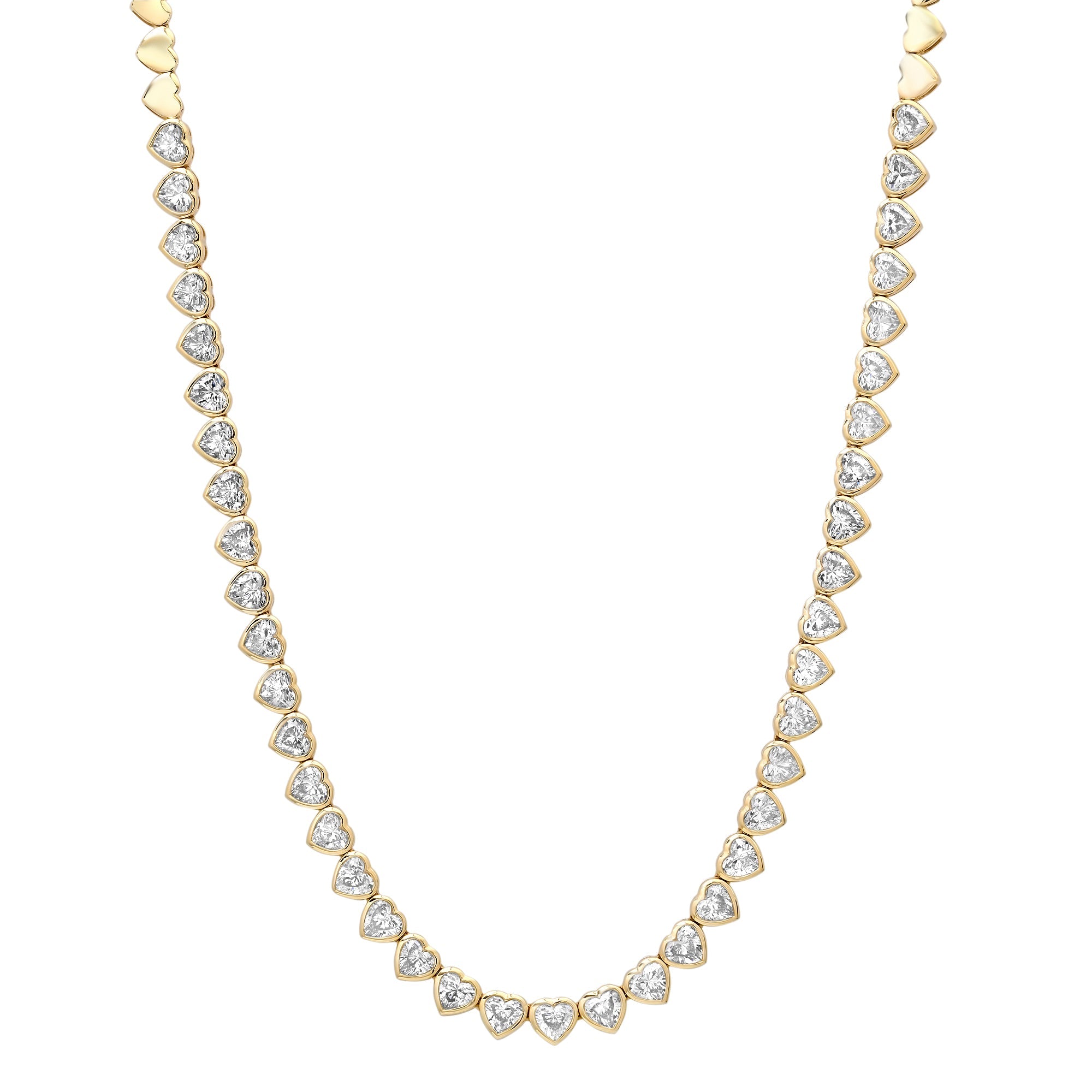 Amour Bezel Set Diamond Heart 1/2 Tennis Necklace