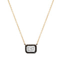 Emerald Cut Diamond Solitaire Necklace with Black Rhodium