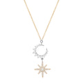 Diamond Crescent Moon & Star Dangle Necklace