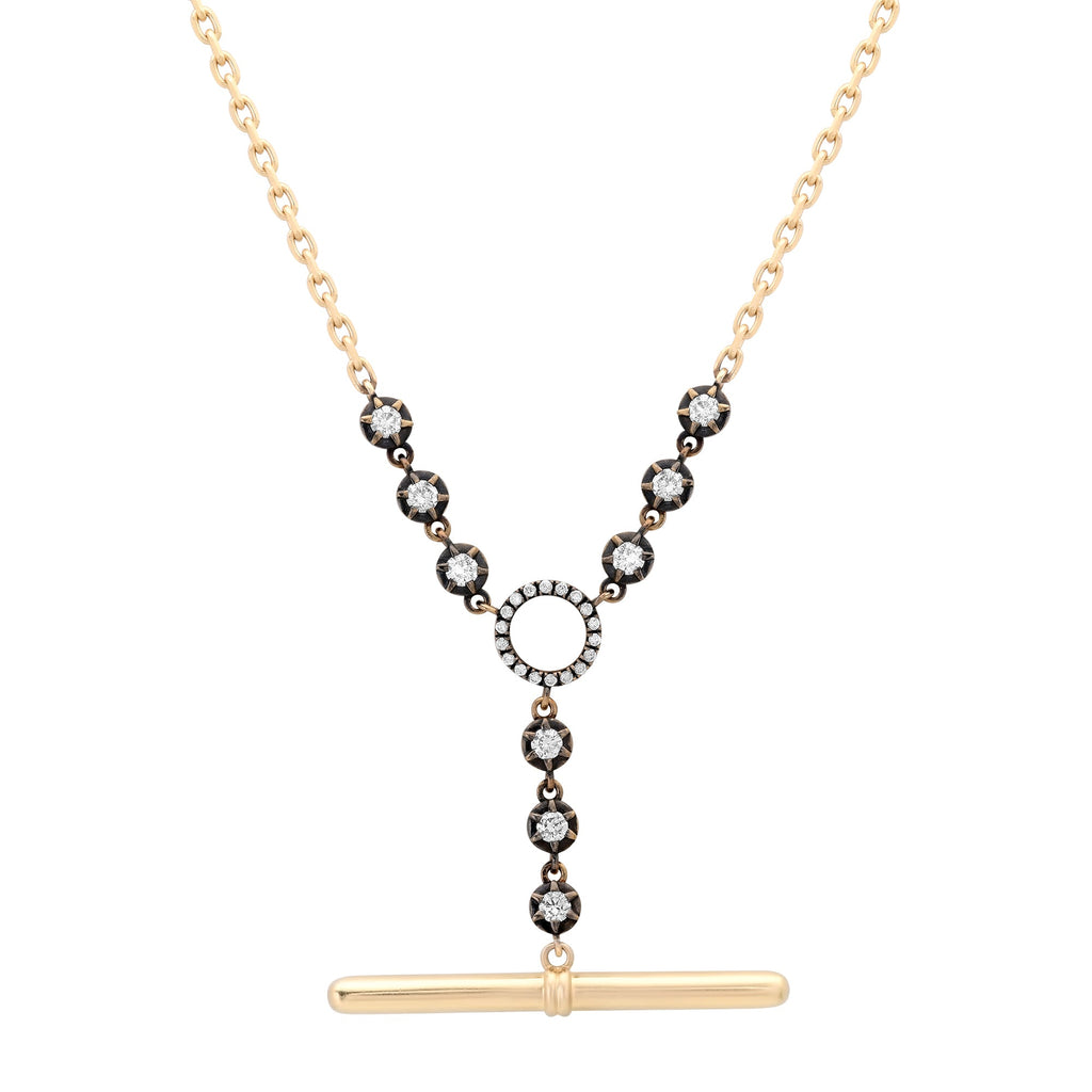 Diamond Toggle Chain Necklace with Black Rhodium