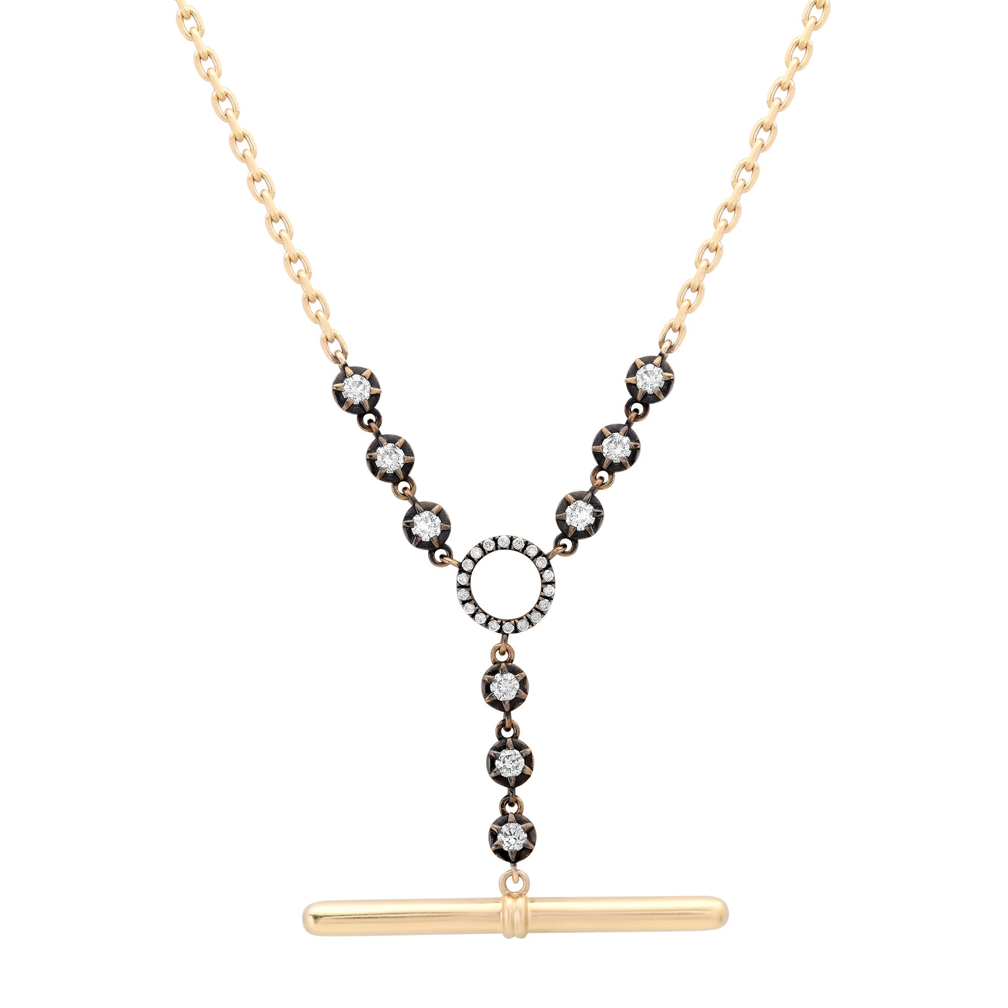 Diamond Toggle Chain Necklace with Black Rhodium