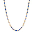 Bezel Set Ombre Pink or Blue Sapphire Tennis Necklace