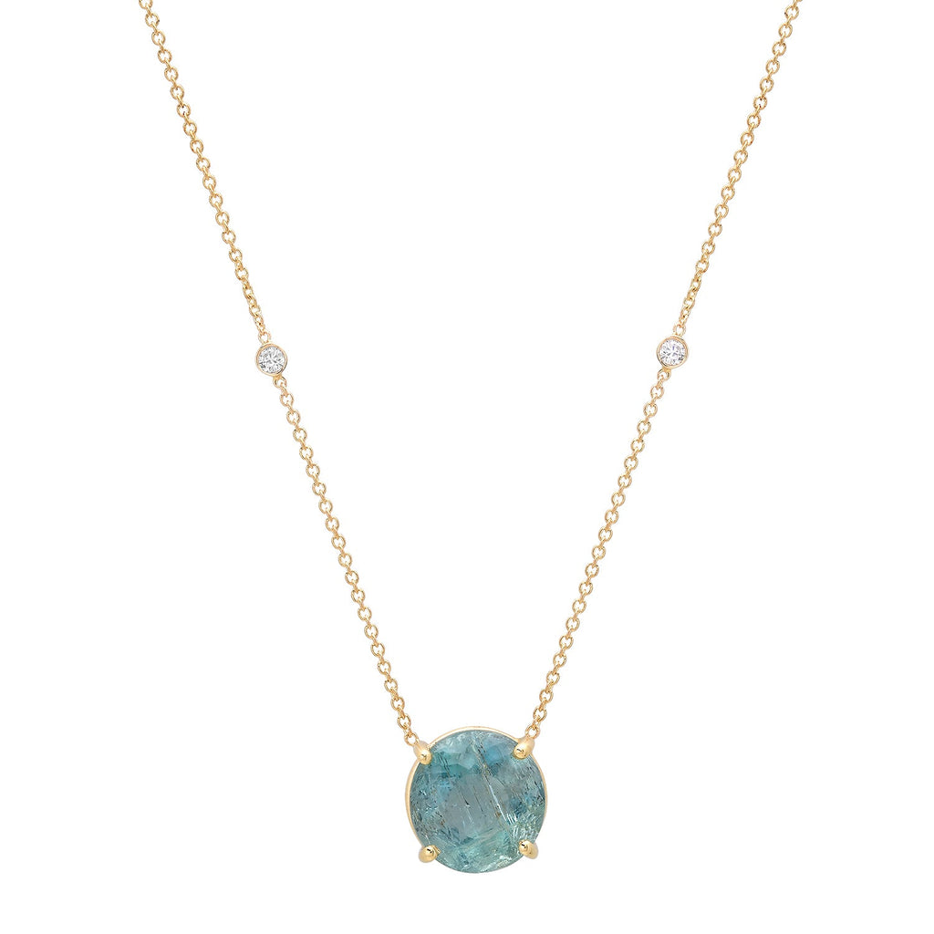 Aquamarine & Diamond Bezels Gem Candy Necklace