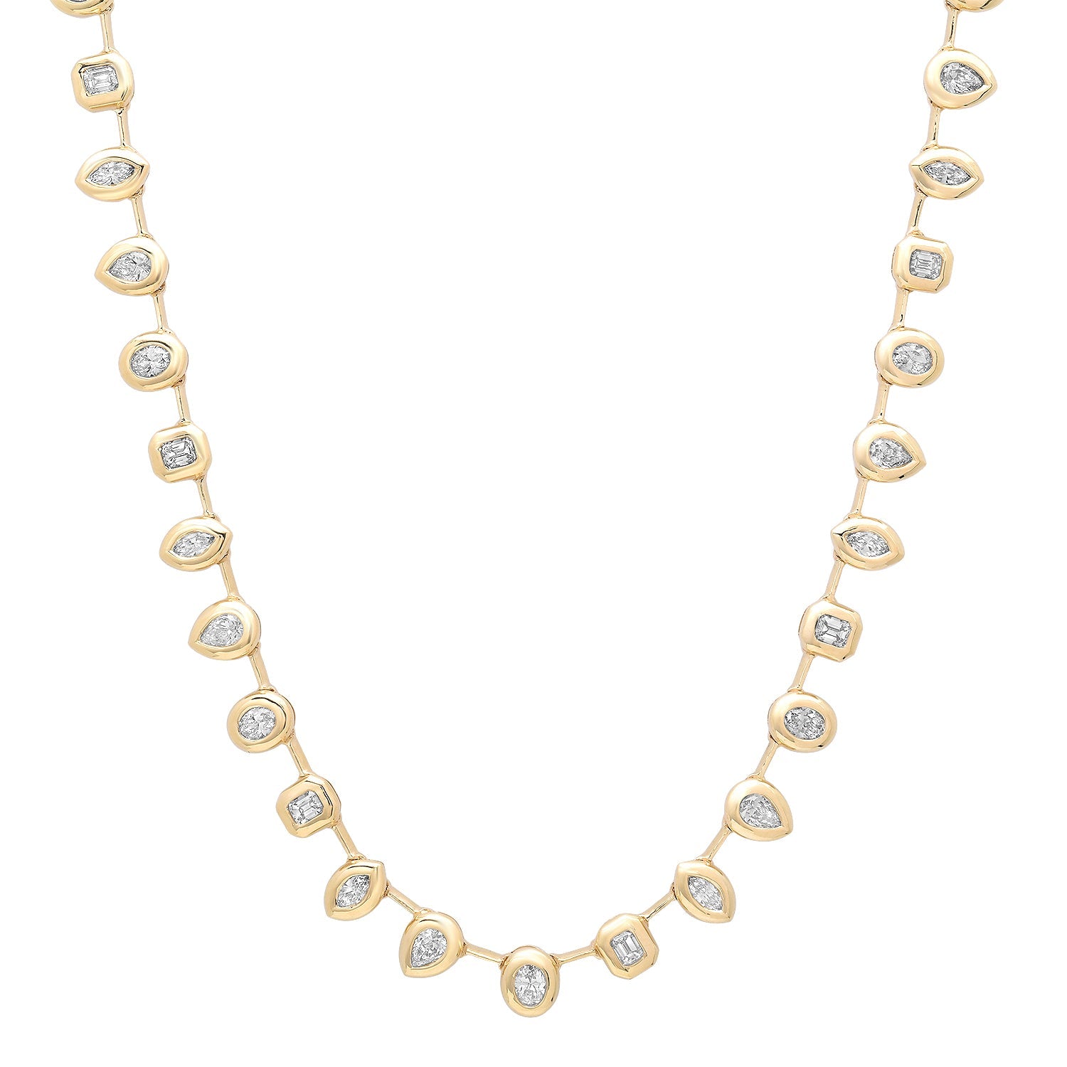 Juicy Mixed Shape Bezel Diamond Tennis Necklace