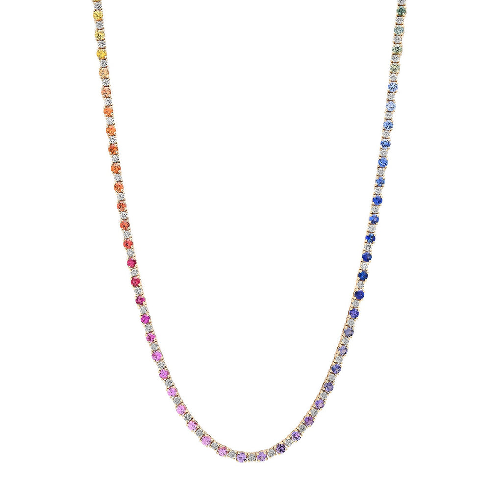 Diamond & Mixed Gemstone Ombre Tennis Necklace