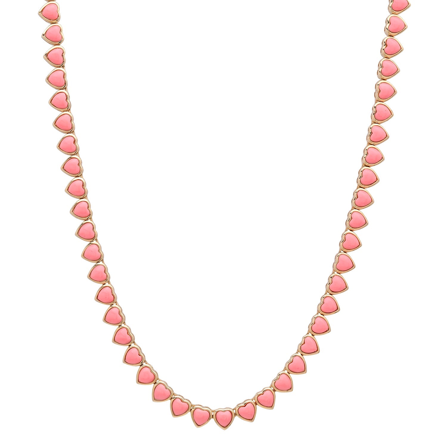 Juicy Bezel Set Coral Heart Tennis Necklace