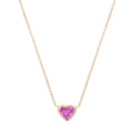 Bezel Set Pink Sapphire Heart Necklace