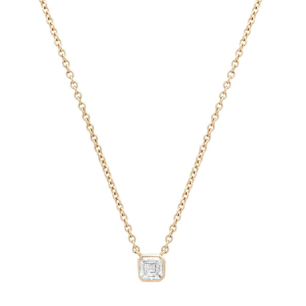 Bezel Set Asscher Cut Diamond Necklace