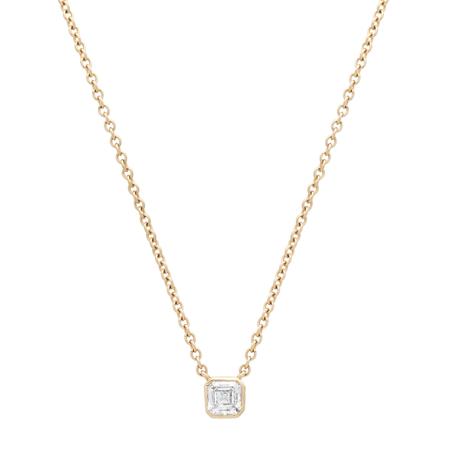 Bezel Set Asscher Cut Diamond Necklace