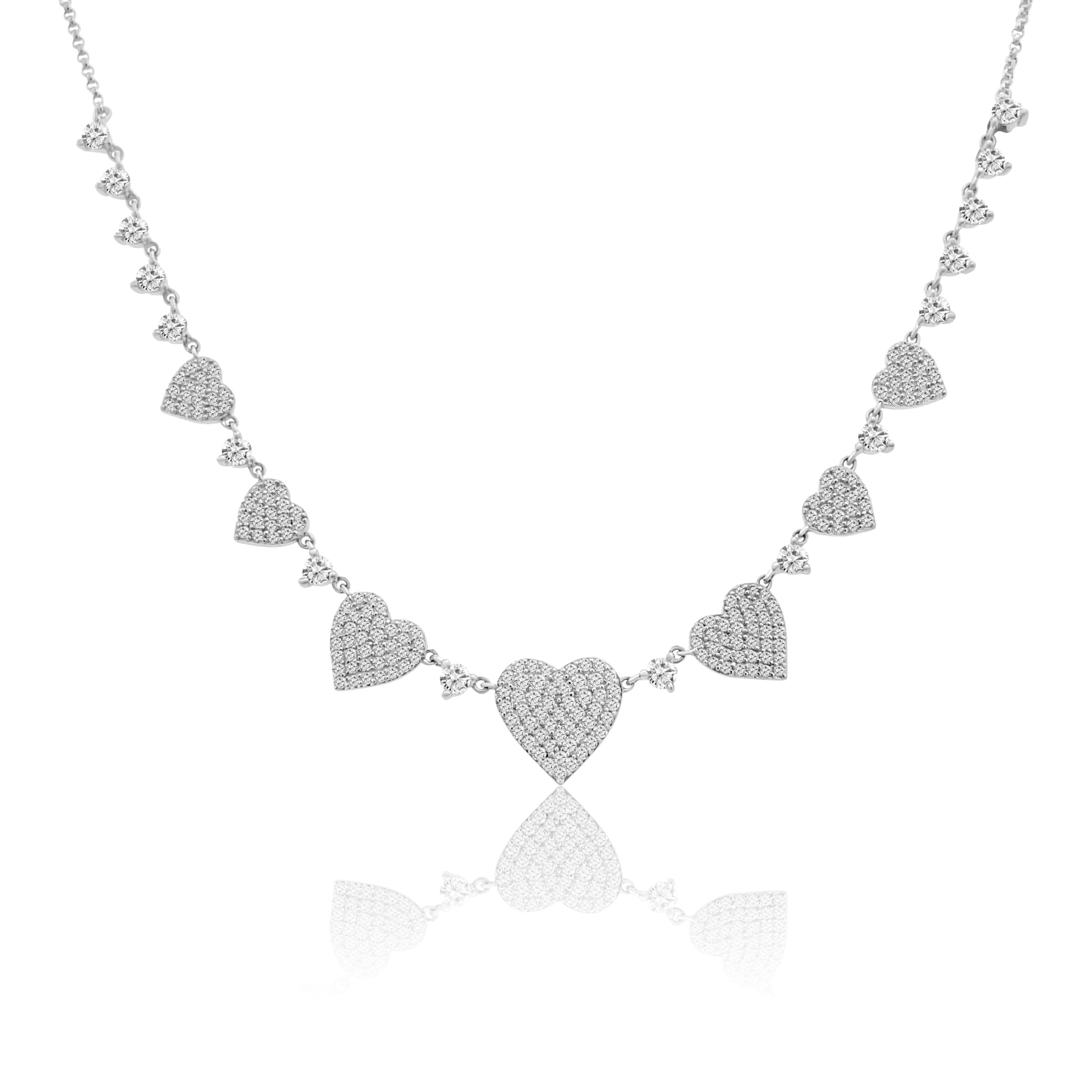 Girl Boss Graduated Pave Diamond Heart Necklace