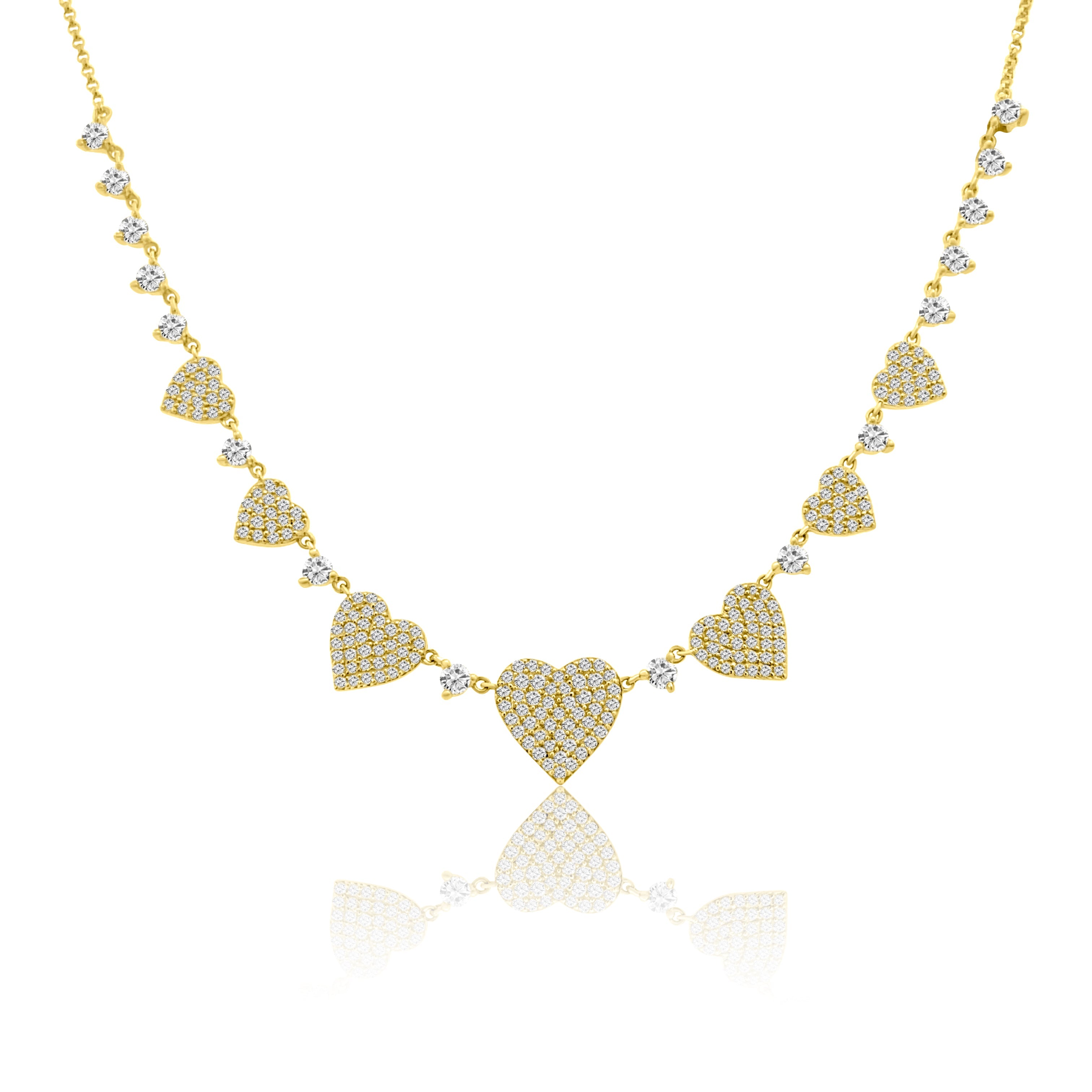 Girl Boss Graduated Pave Diamond Heart Necklace