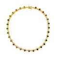 Mixed Sapphire & Diamond Bezel Set Heart Tennis Necklace