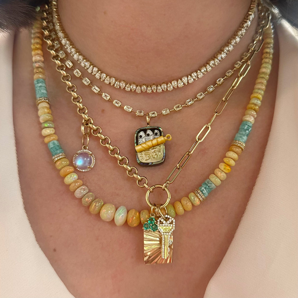 Alternating Diamond Pear Half Tennis Necklace