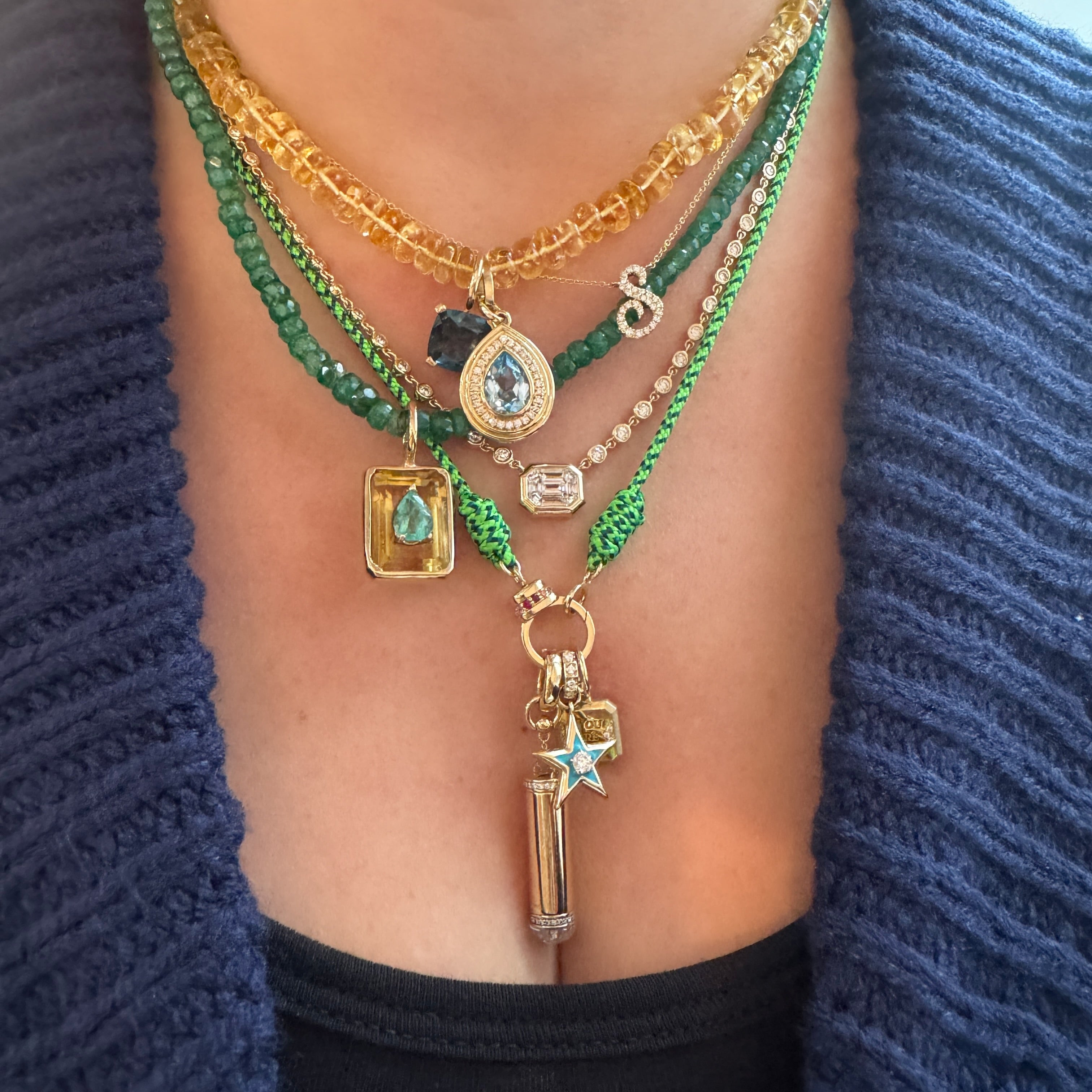 Bezel Set Rounds & Diamond Illusion Necklace