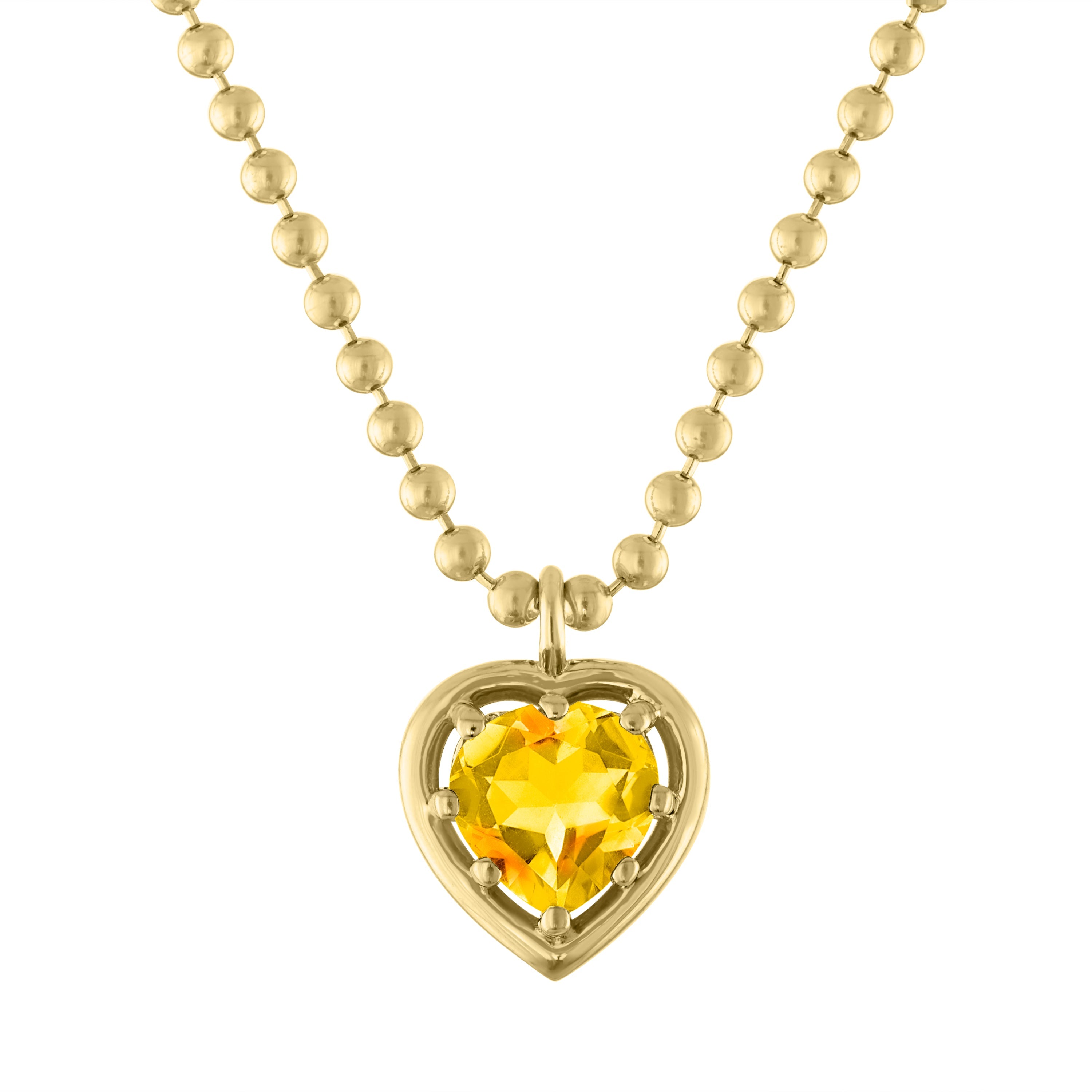 Cooper Ball Chain Gemstone Heart Necklace