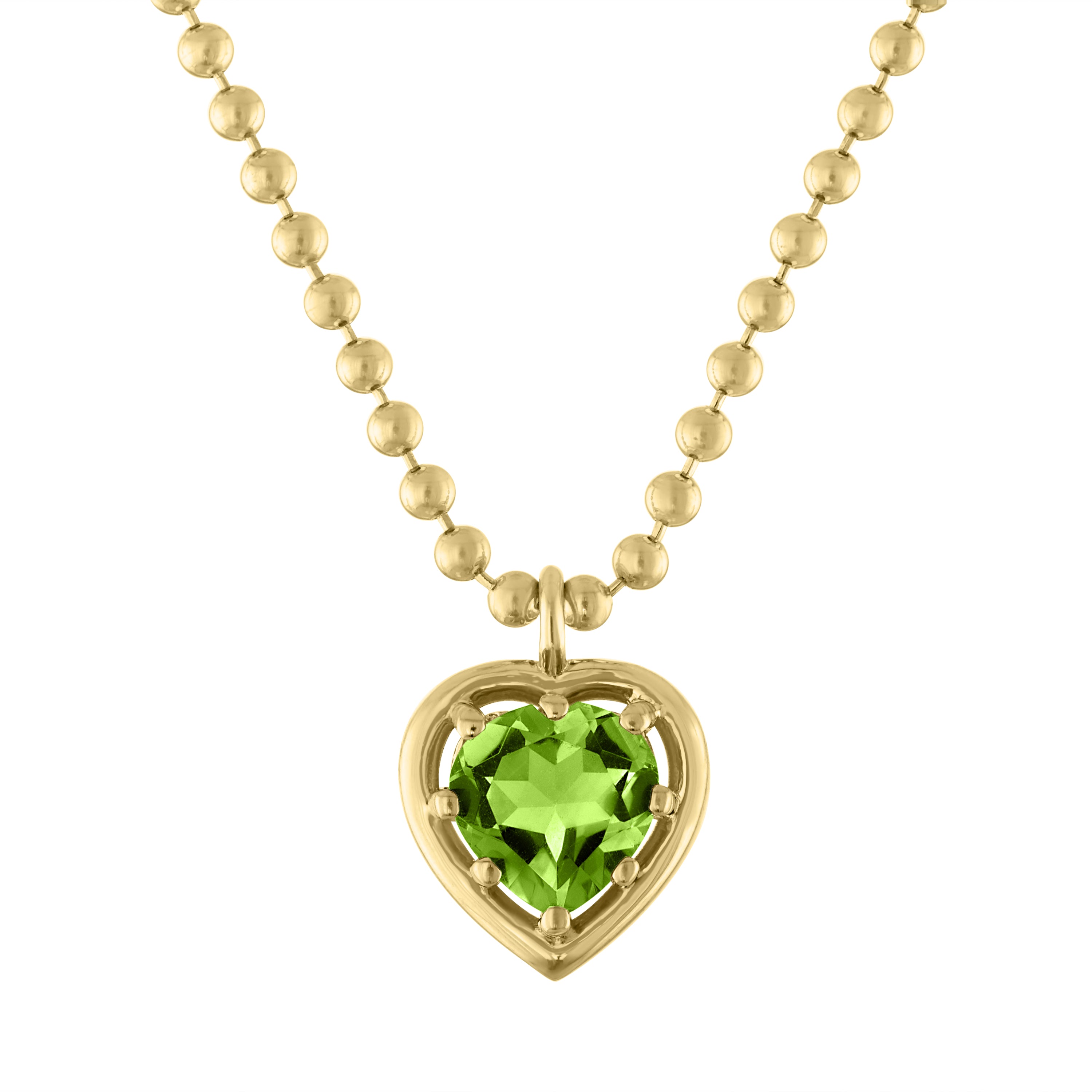 Cooper Ball Chain Gemstone Heart Necklace