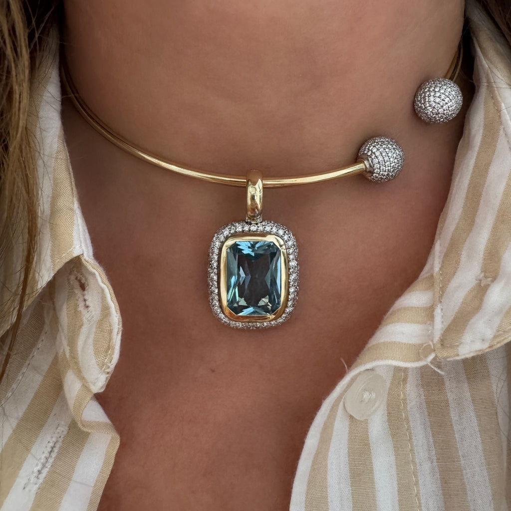 Diamond Ball Gold Collar Choker Necklace