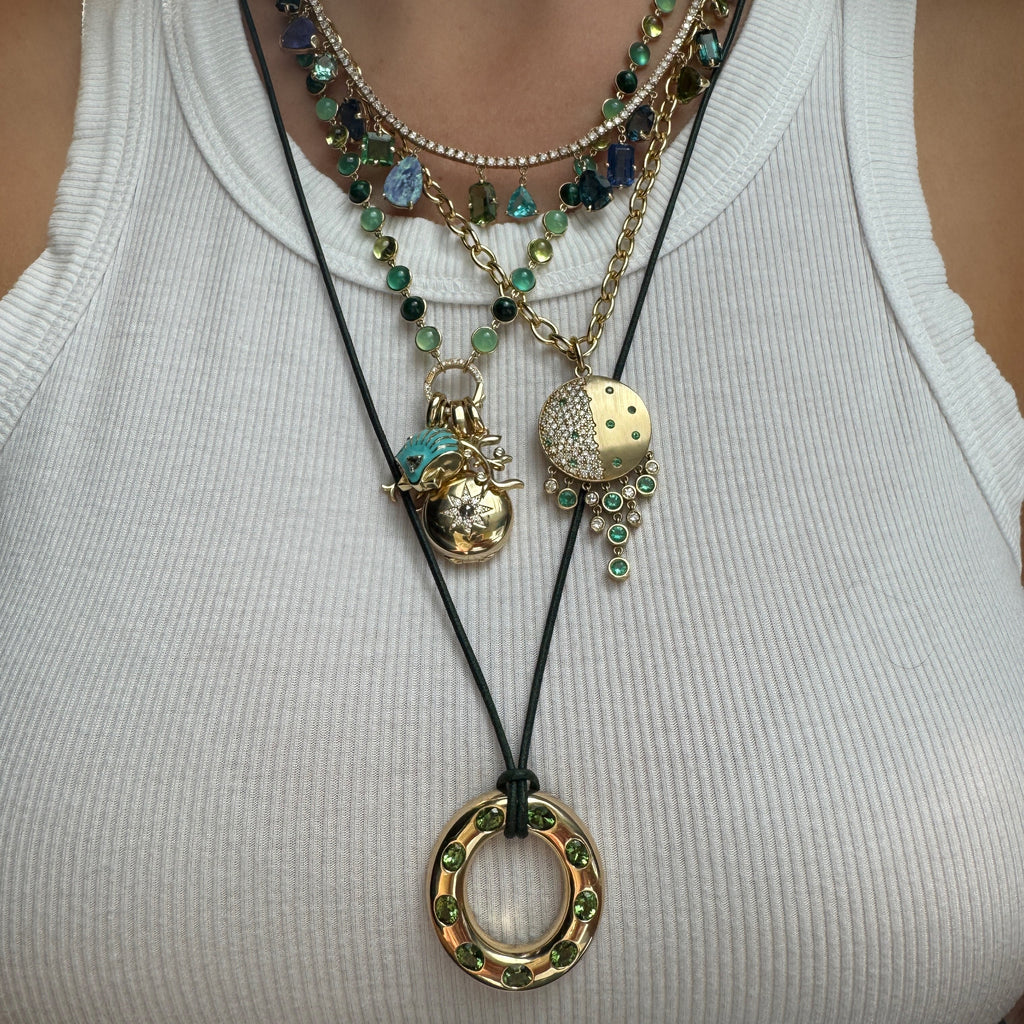 Diamond Tennis Multi Shape Gemstone Shaker Twiggy Necklace