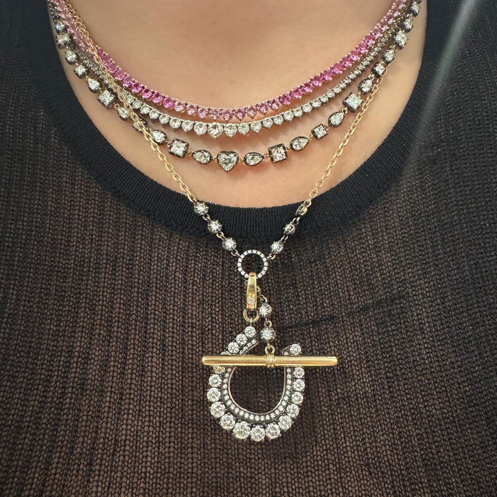 Diamond Toggle Chain Necklace with Black Rhodium