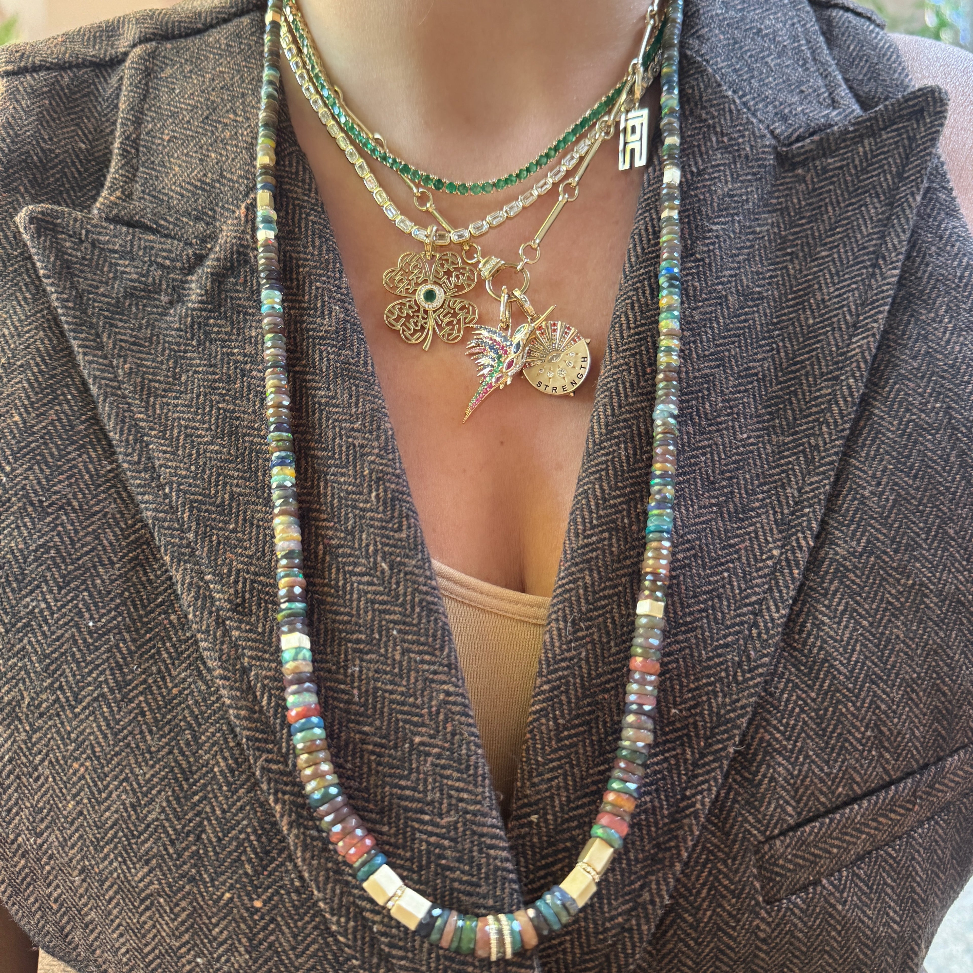 Everyday Round Emerald Tennis Necklace