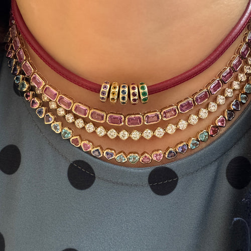 Antique Cut Diamond Bezel Tennis Necklace