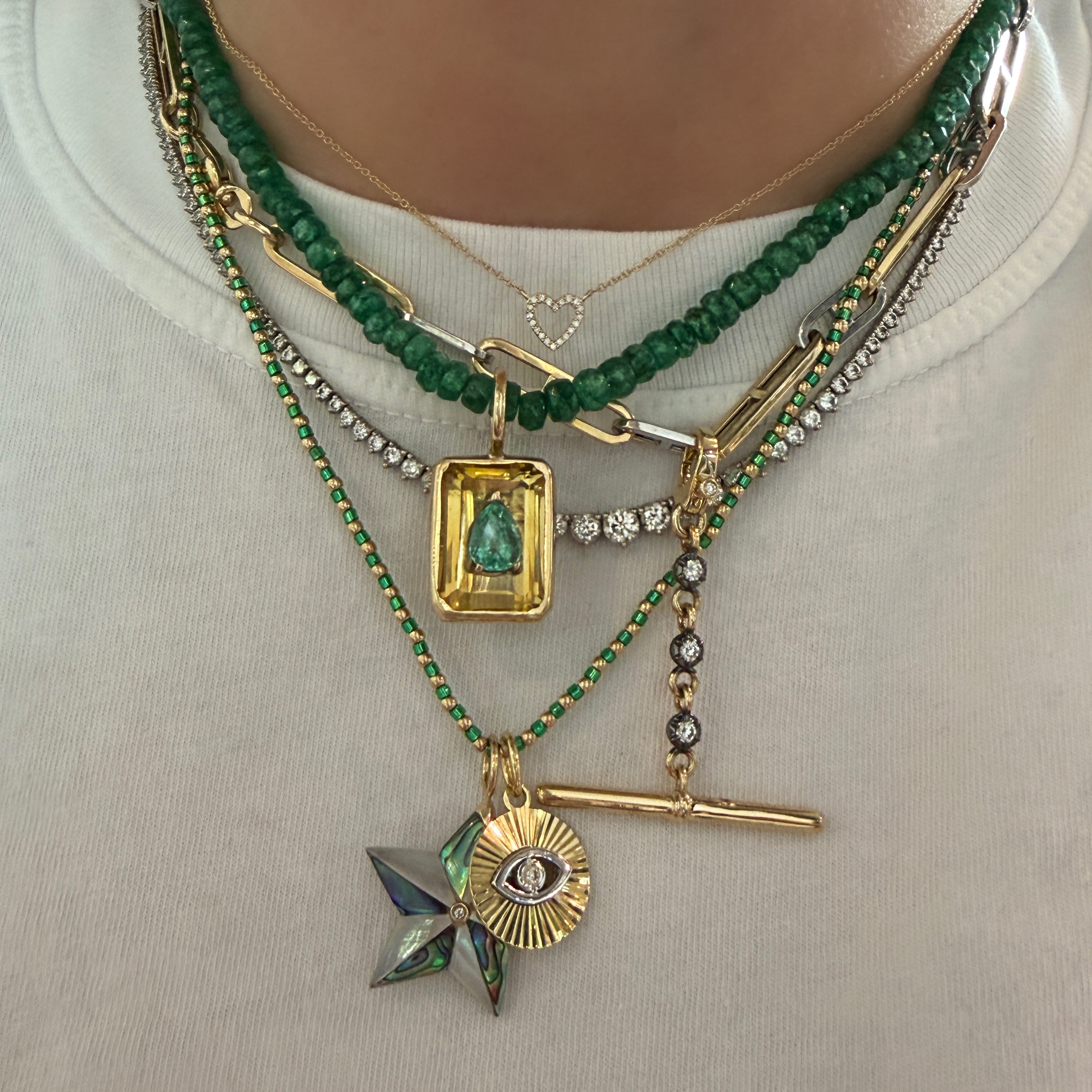 Mini Diamond Pave Open Heart Outline Necklace