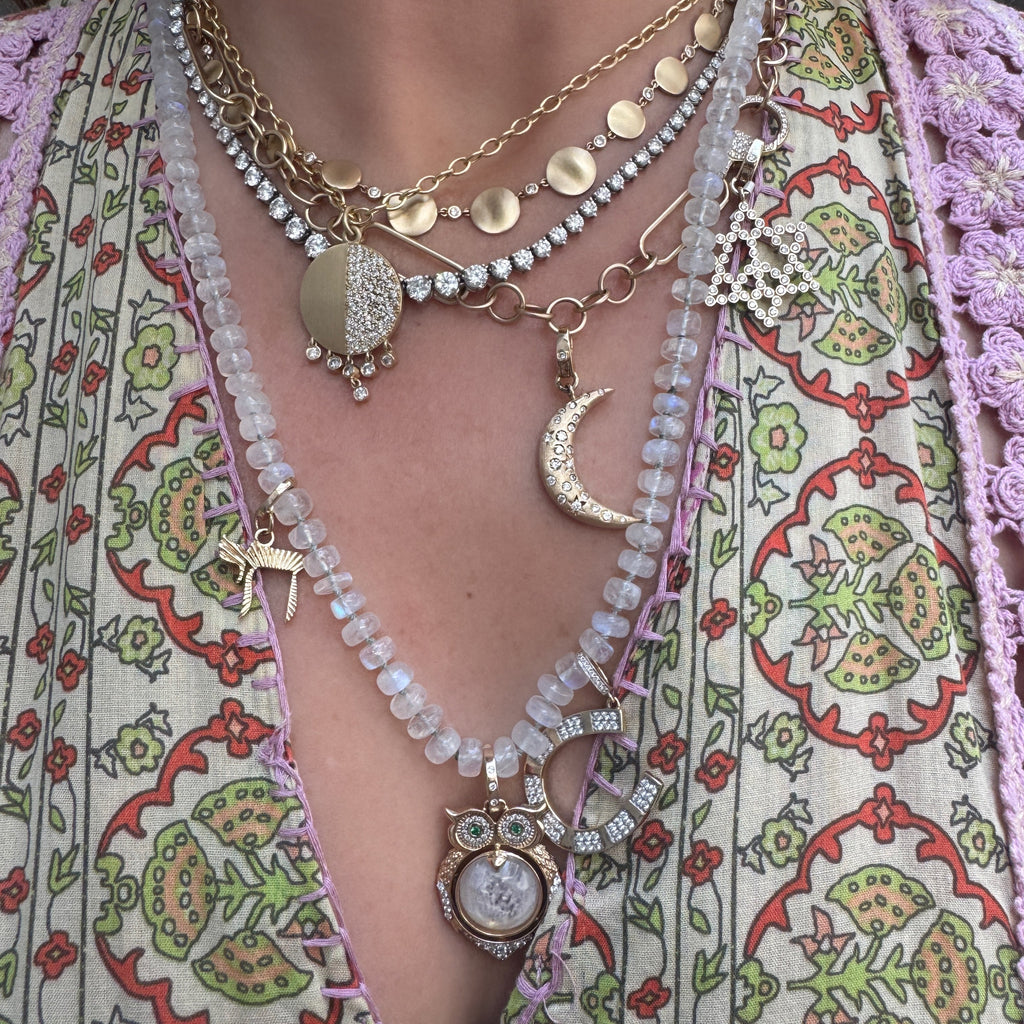 Mixed Caviar Diamond Shaker Medallion Necklace