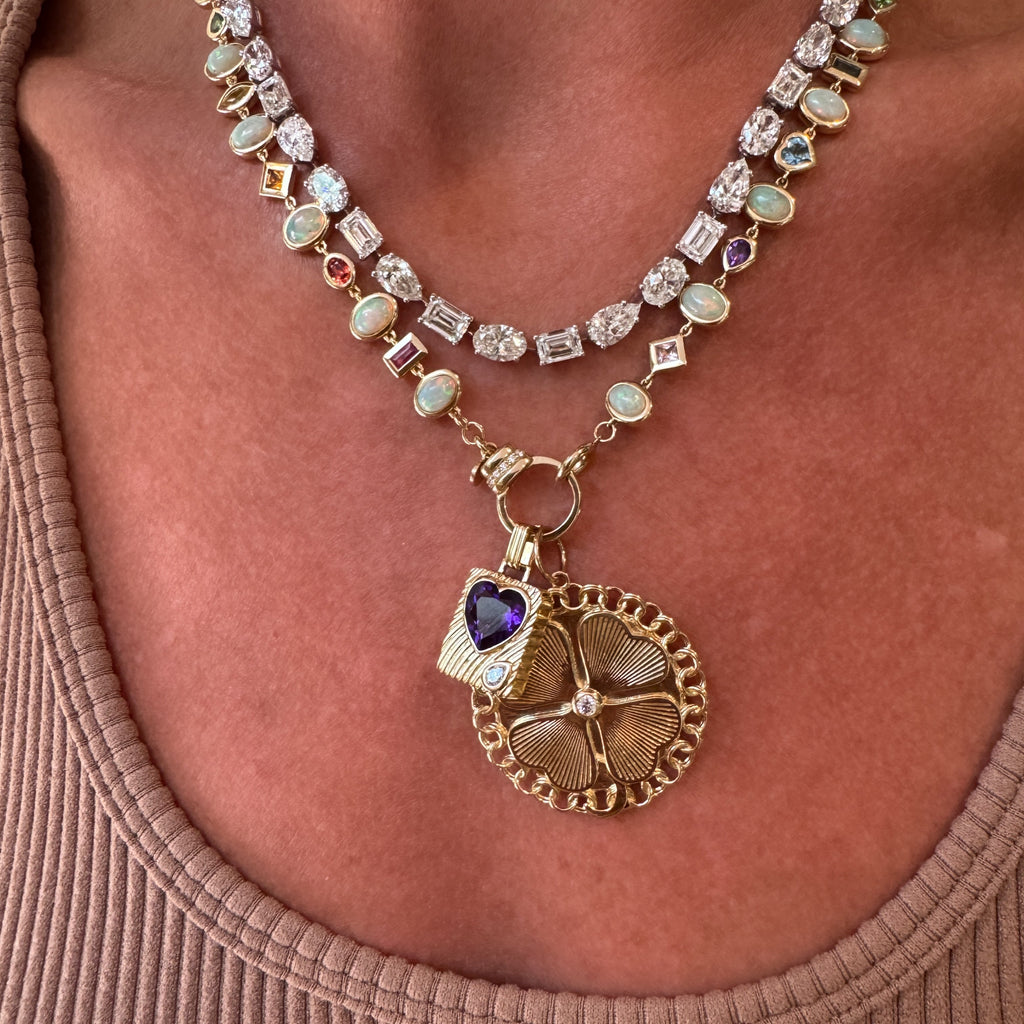 Opal & Gemstone Bezel Confetti Necklace